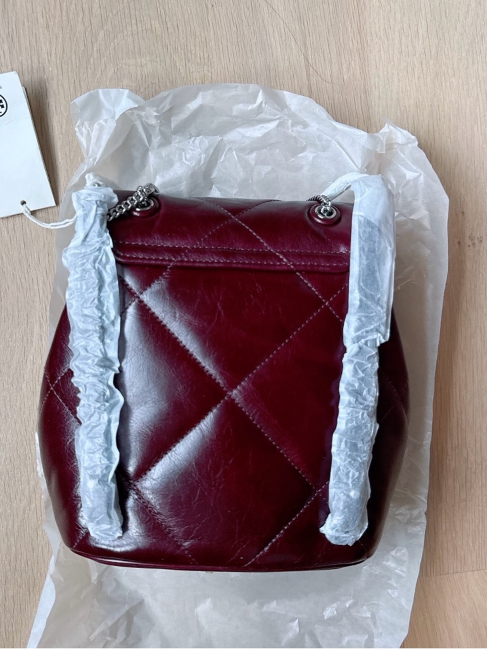 NWT Tory Burch Kira Diamond Quilt Mini Backpack Dark Carmine - Picture 5 of 11